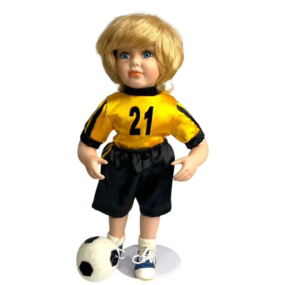 Vintage Tuss Dolls Cheerleader & Soccer Boy Set 1998 William Tung HSN